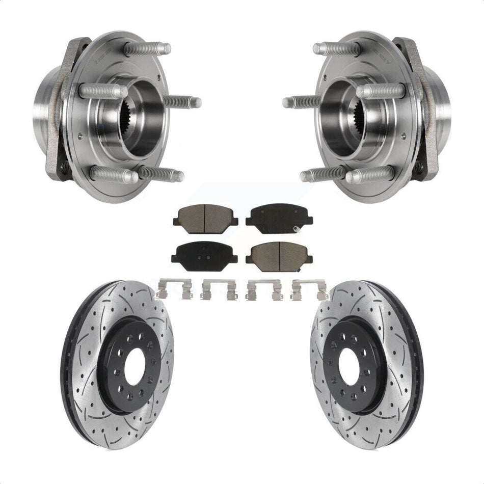 Front Hub Bearing Assembly With Coated Drilled Slotted Disc Brake Rotors And Ceramic Pads Kit For Buick Envision LaCrosse Regal Sportback TourX KBB-123836 by Transit Auto