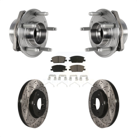 Front Hub Bearing Assembly With Coated Drilled Slotted Disc Brake Rotors And Ceramic Pads Kit For Chevrolet Malibu Buick LaCrosse Regal Sportback TourX KBB-123837 by Transit Auto