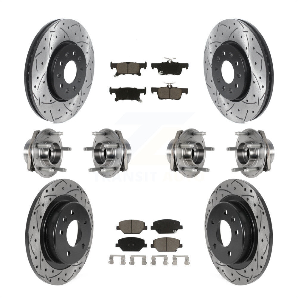 Front Rear Hub Bearings Assembly Coated Disc Brake Rotors And Ceramic Pads Kit (10Pc) For Buick Envision With 288mm Diameter Rotor KBB-123849 by Transit Auto