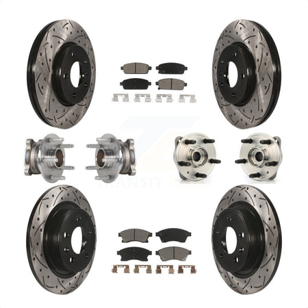 Front Rear Hub Bearings Assembly Coated Disc Brake Rotors And Ceramic Pads Kit (10Pc) For 2014-2015 Chevrolet Cruze DIESEL engine With 15" Factory Wheels KBB-123864 by Transit Auto