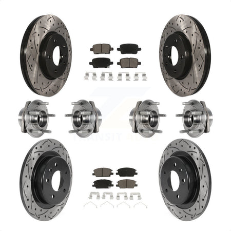 Front Rear Hub Bearings Assembly Coated Disc Brake Rotors And Ceramic Pads Kit (10Pc) For 2017-2018 Buick LaCrosse AWD With 16" Factory Wheels KBB-123867 by Transit Auto