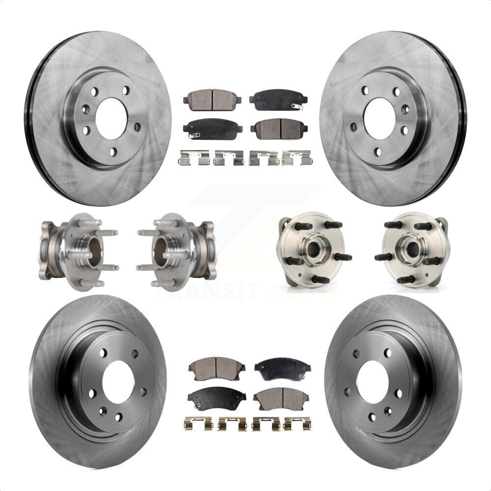 Front Rear Hub Bearings Assembly Disc Brake Rotors And Ceramic Pads Kit (10Pc) For 2014-2015 Chevrolet Cruze DIESEL engine With 15" Factory Wheels KBB-123882 by Transit Auto