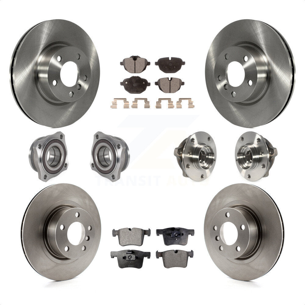 Front Rear Hub Bearings Assembly Disc Brake Rotors And Ceramic Pads Kit (10Pc) For BMW X3 X4 KBB-123893 by Transit Auto