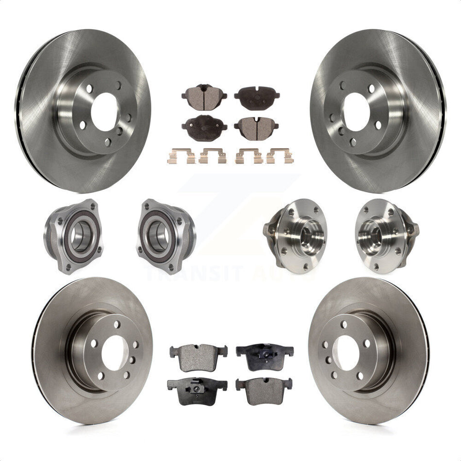 Front Rear Hub Bearings Assembly Disc Brake Rotors And Ceramic Pads Kit (10Pc) For BMW X3 X4 KBB-123893 by Transit Auto