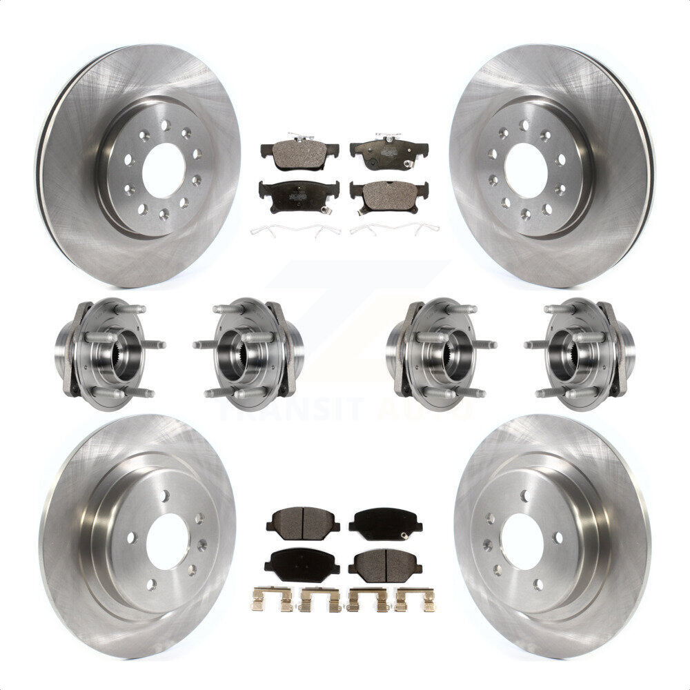Front Rear Hub Bearings Assembly Disc Brake Rotors And Ceramic Pads Kit (10Pc) For Buick Envision With 315mm Diameter Rotor KBB-123895 by Transit Auto
