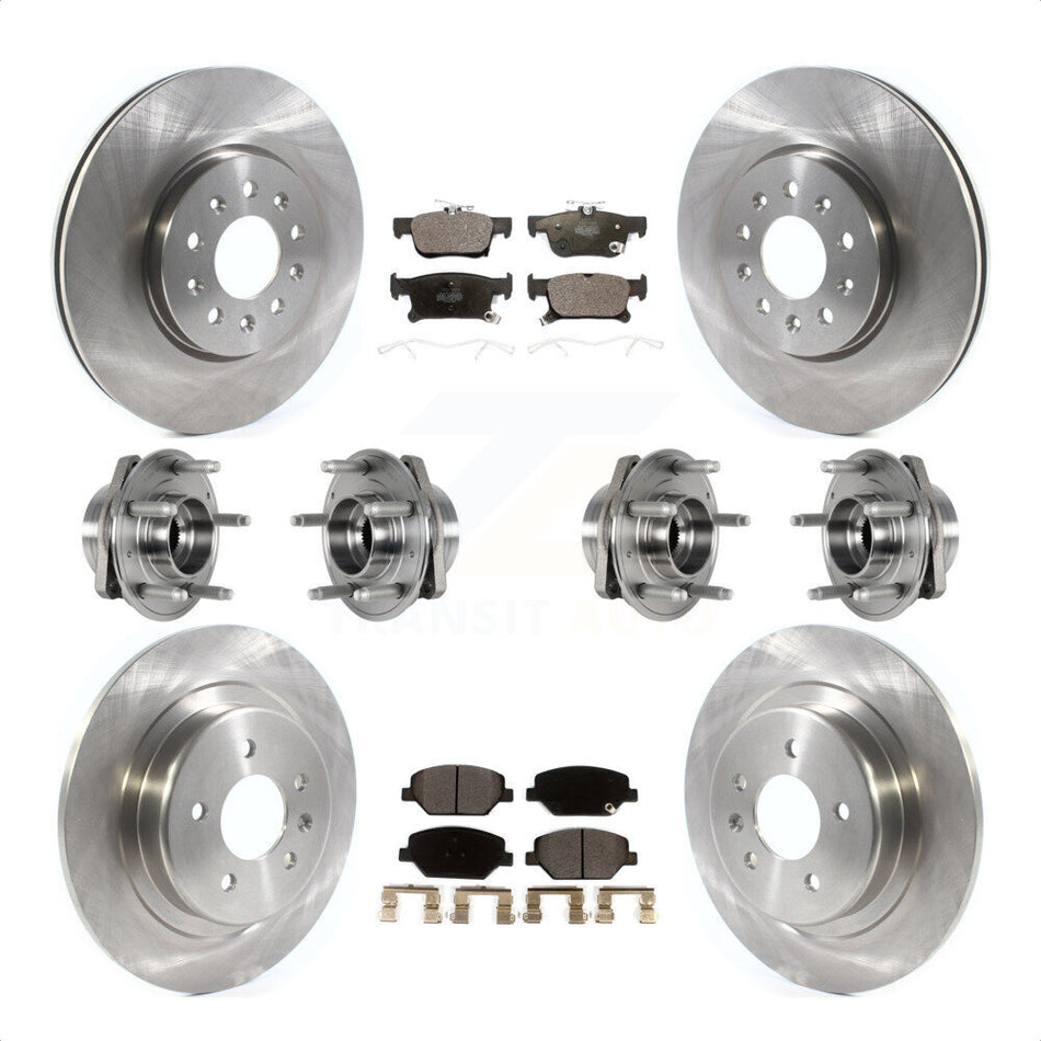 Front Rear Hub Bearings Assembly Disc Brake Rotors And Ceramic Pads Kit (10Pc) For Buick Envision With 315mm Diameter Rotor KBB-123895 by Transit Auto