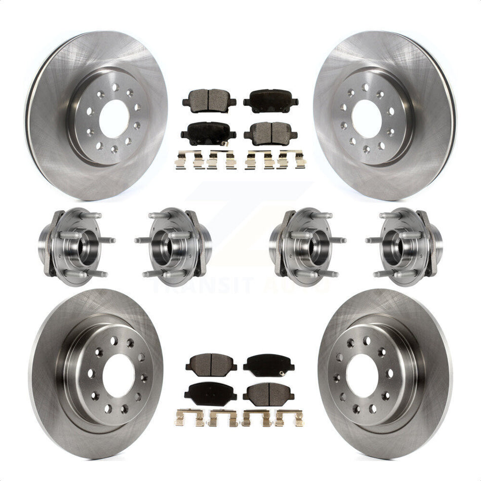 Front Rear Hub Bearings Assembly Disc Brake Rotors And Ceramic Pads Kit (10Pc) For 2017-2018 Buick LaCrosse AWD With 17" Factory Wheels KBB-123896 by Transit Auto