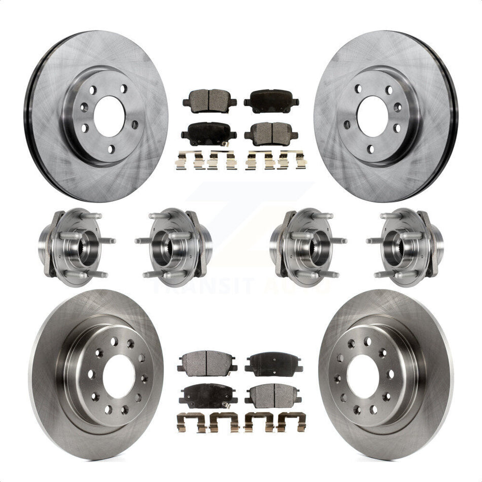 Front Rear Hub Bearings Assembly Disc Brake Rotors And Ceramic Pads Kit (10Pc) For 2017-2018 Buick LaCrosse AWD With 16" Factory Wheels KBB-123897 by Transit Auto