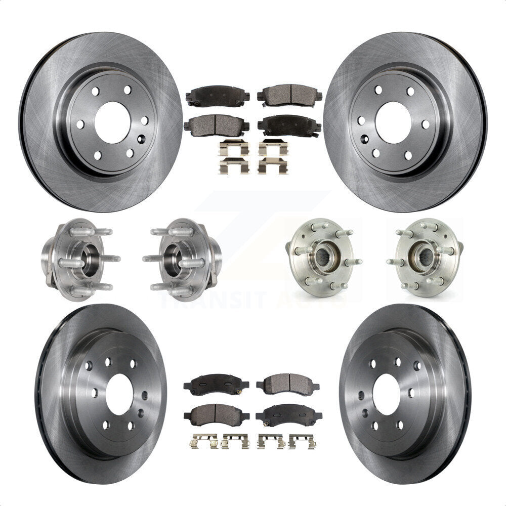 Front Rear Hub Bearings Assembly Disc Brake Rotors And Ceramic Pads Kit (10Pc) For 2017 Buick Enclave AWD KBB-123903 by Transit Auto
