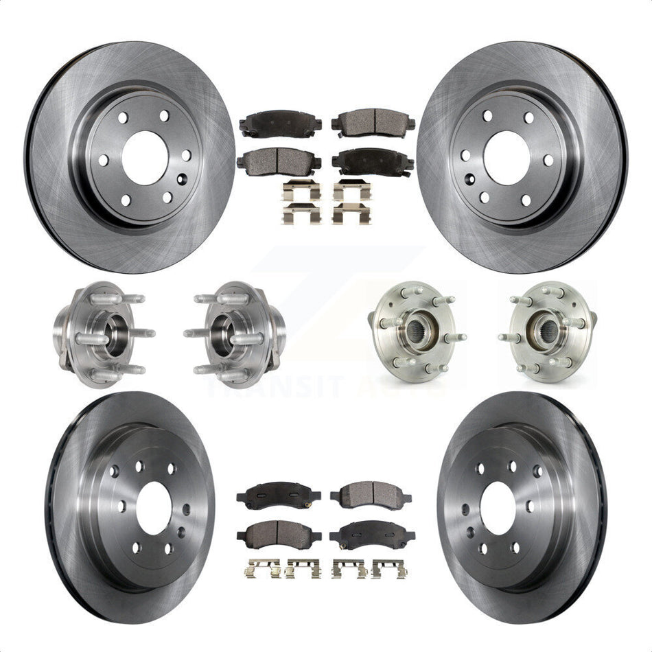 Front Rear Hub Bearings Assembly Disc Brake Rotors And Ceramic Pads Kit (10Pc) For 2017 Buick Enclave AWD KBB-123903 by Transit Auto