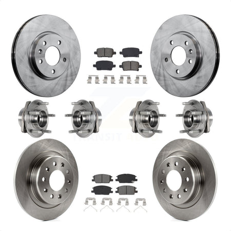 Front Rear Hub Bearings Assembly Disc Brake Rotors And Semi-Metallic Pads Kit (10Pc) For 2017-2018 Buick LaCrosse AWD With 16" Factory Wheels KBB-123931 by Transit Auto