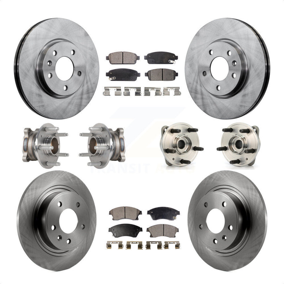 Front Rear Hub Bearings Assembly Disc Brake Rotors And Semi-Metallic Pads Kit (10Pc) For 2014-2015 Chevrolet Cruze DIESEL engine With 15" Factory Wheels KBB-123966 by Transit Auto