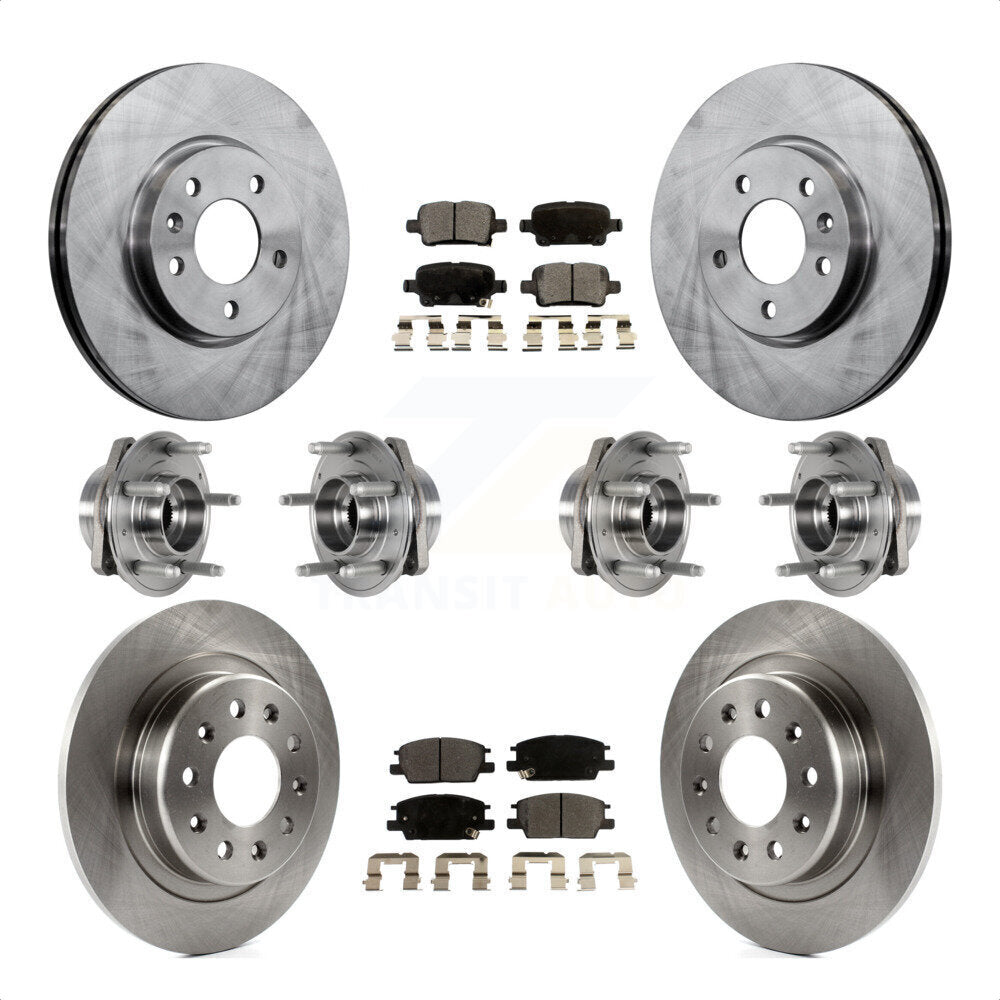 Front Rear Hub Bearings Assembly Disc Brake Rotors And Semi-Metallic Pads Kit (10Pc) For 2017-2018 Buick LaCrosse AWD With 16" Factory Wheels KBB-123970 by Transit Auto