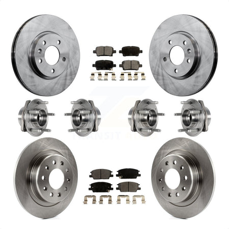 Front Rear Hub Bearings Assembly Disc Brake Rotors And Semi-Metallic Pads Kit (10Pc) For 2017-2018 Buick LaCrosse AWD With 16" Factory Wheels KBB-123970 by Transit Auto