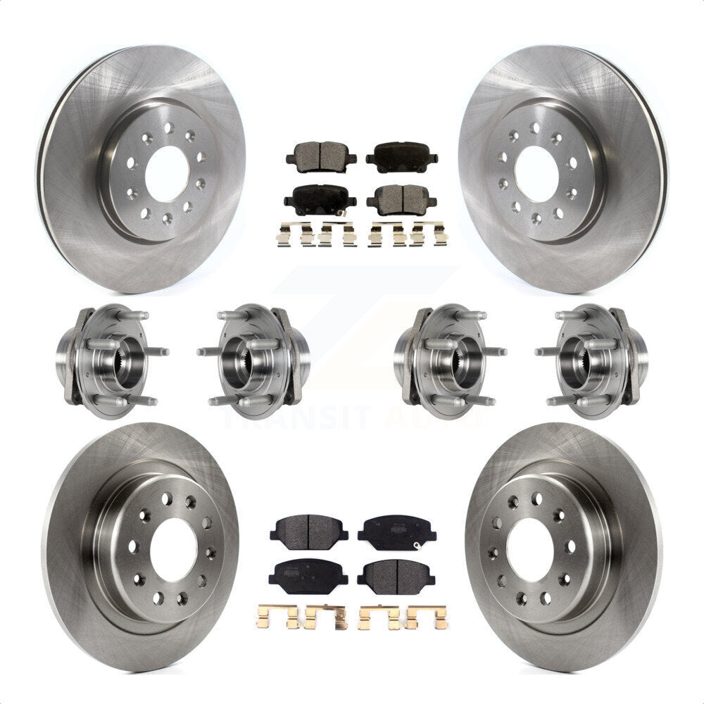 Front Rear Hub Bearings Assembly Disc Brake Rotors And Semi-Metallic Pads Kit (10Pc) For 2017-2018 Buick LaCrosse AWD With 17" Factory Wheels KBB-123971 by Transit Auto