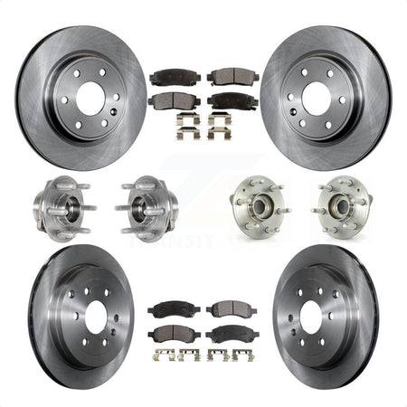 Front Rear Hub Bearings Assembly Disc Brake Rotors And Semi-Metallic Pads Kit (10Pc) For 2017 Buick Enclave AWD KBB-123973 by Transit Auto