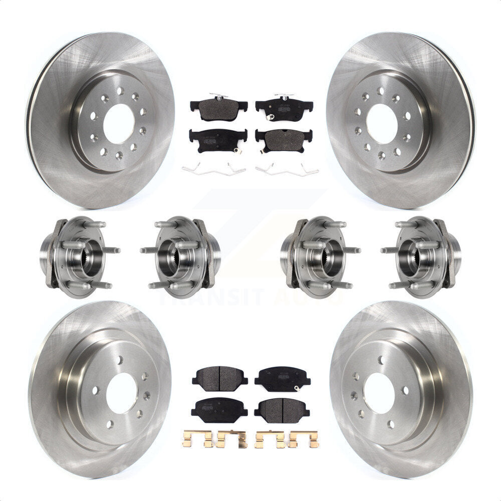 Front Rear Hub Bearings Assembly Disc Brake Rotors And Semi-Metallic Pads Kit (10Pc) For Buick Envision With 315mm Diameter Rotor KBB-123974 by Transit Auto