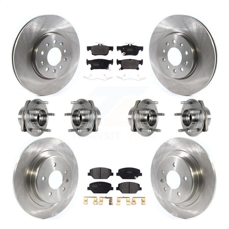 Front Rear Hub Bearings Assembly Disc Brake Rotors And Semi-Metallic Pads Kit (10Pc) For Buick Envision With 315mm Diameter Rotor KBB-123974 by Transit Auto