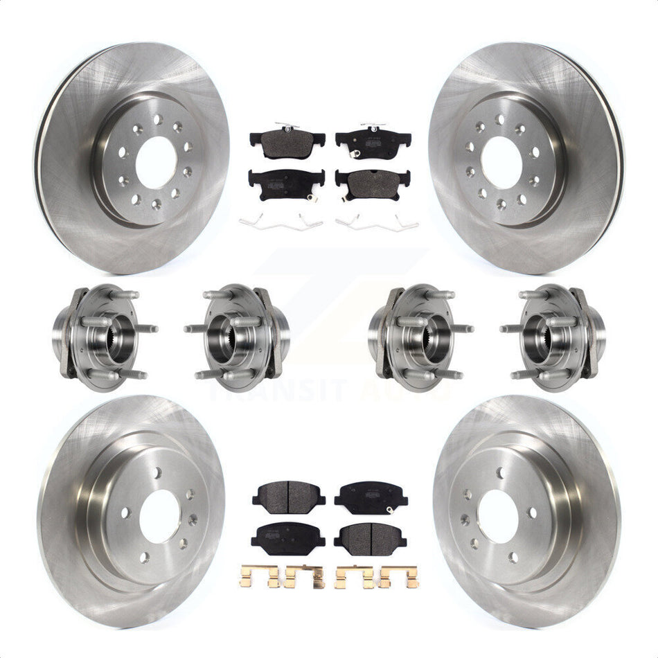 Front Rear Hub Bearings Assembly Disc Brake Rotors And Semi-Metallic Pads Kit (10Pc) For Buick Envision With 315mm Diameter Rotor KBB-123974 by Transit Auto