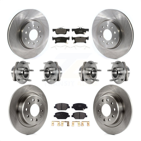 Front Rear Hub Bearings Assembly Disc Brake Rotors And Semi-Metallic Pads Kit (10Pc) For Buick Envision With 288mm Diameter Rotor KBB-123975 by Transit Auto