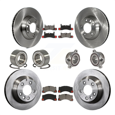 Front Rear Wheel Hub Bearings Assembly Disc Brake Rotors And Ceramic Pads Shoes Kit (10Pc) For 2011-2012 Porsche Cayenne Base With 380mm Diameter Rotor KBB-123976 by Transit Auto