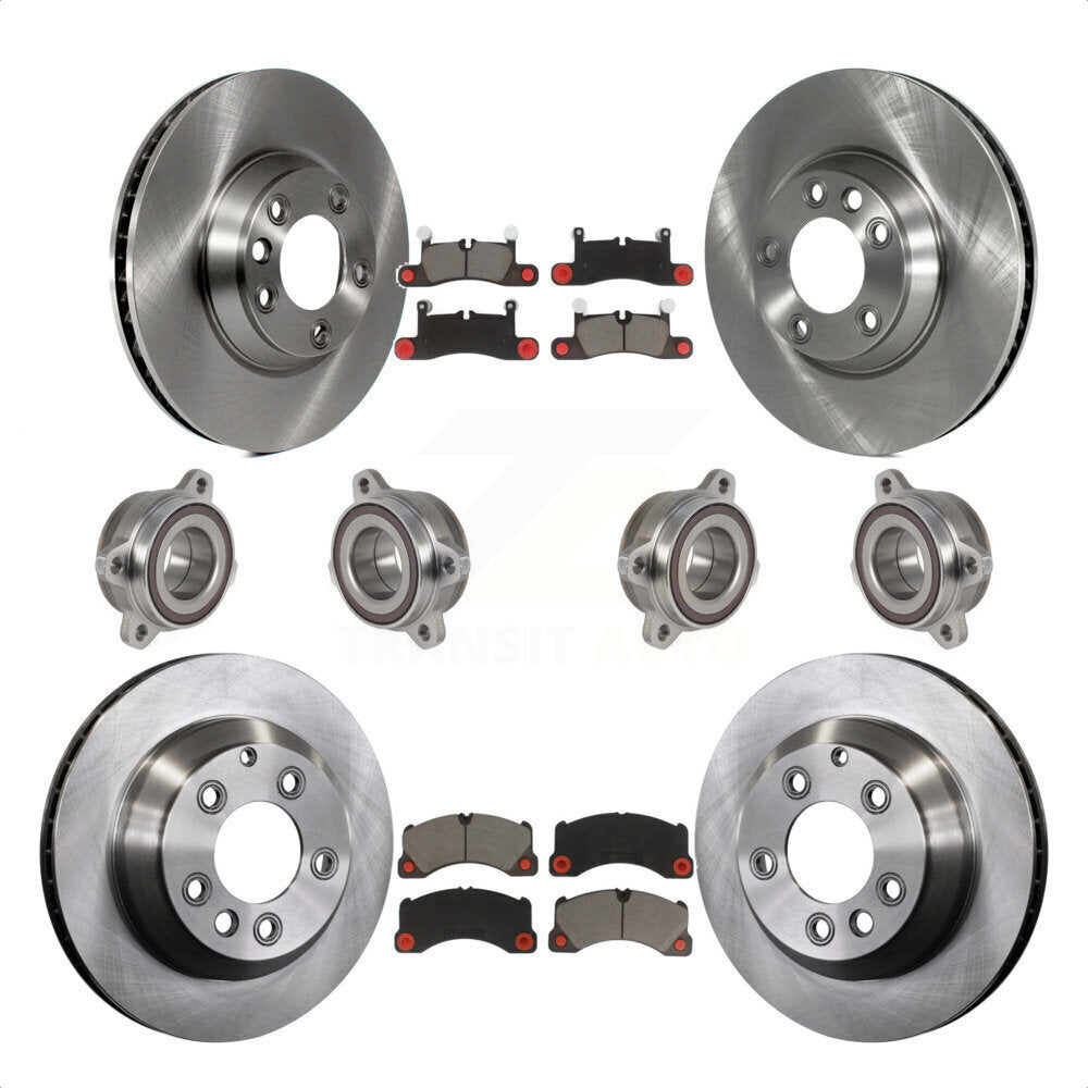 Front Rear Hub Bearings Assembly Disc Brake Rotors And Ceramic Pads Kit (10Pc) For Porsche Cayenne KBB-123984 by Transit Auto