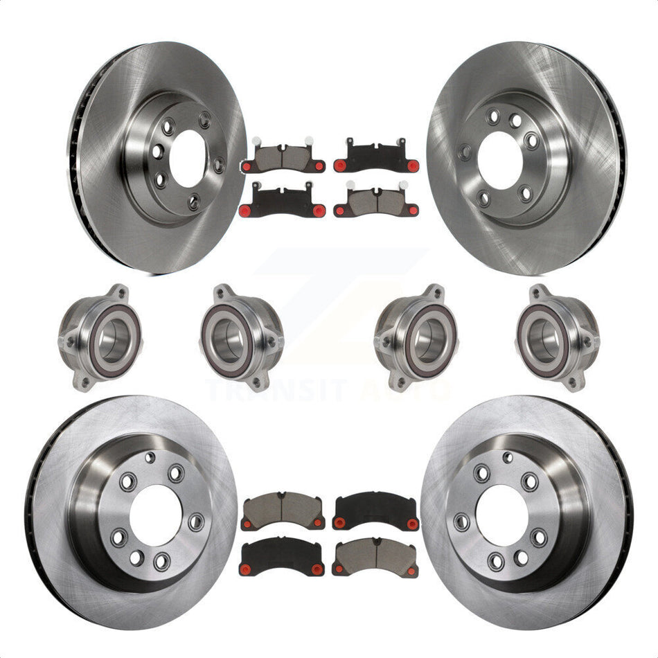 Front Rear Hub Bearings Assembly Disc Brake Rotors And Ceramic Pads Kit (10Pc) For Porsche Cayenne KBB-123984 by Transit Auto