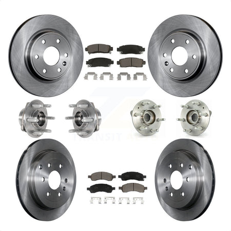 Front Rear Hub Bearings Assembly Disc Brake Rotors And Ceramic Pads Kit (10Pc) For 2017 Buick Enclave AWD KBB-123991 by Transit Auto