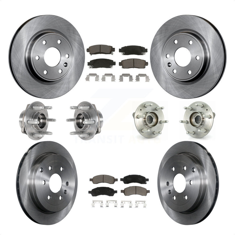 Front Rear Hub Bearings Assembly Disc Brake Rotors And Ceramic Pads Kit (10Pc) For 2017 Buick Enclave AWD KBB-123991 by Transit Auto