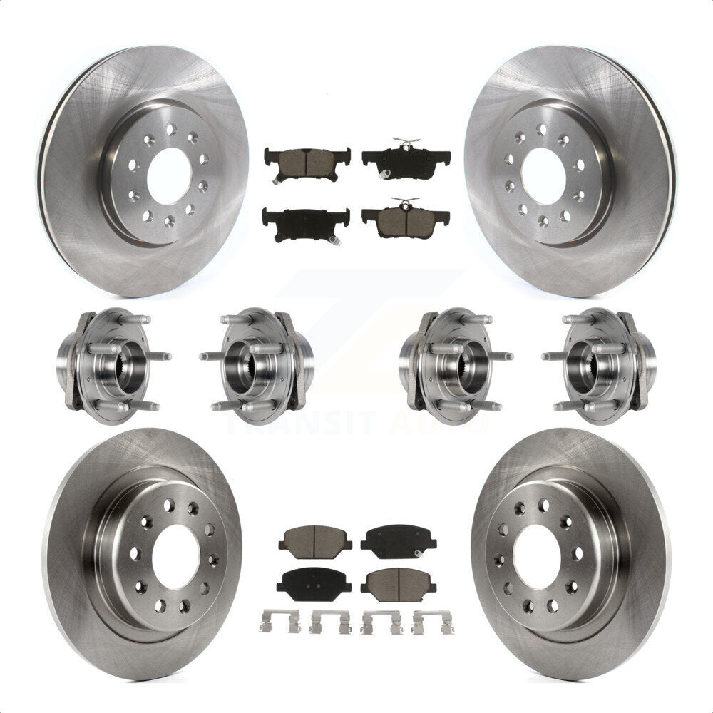 Front Rear Hub Bearings Assembly Disc Brake Rotors And Ceramic Pads Kit (10Pc) For Buick Envision With 288mm Diameter Rotor KBB-123992 by Transit Auto