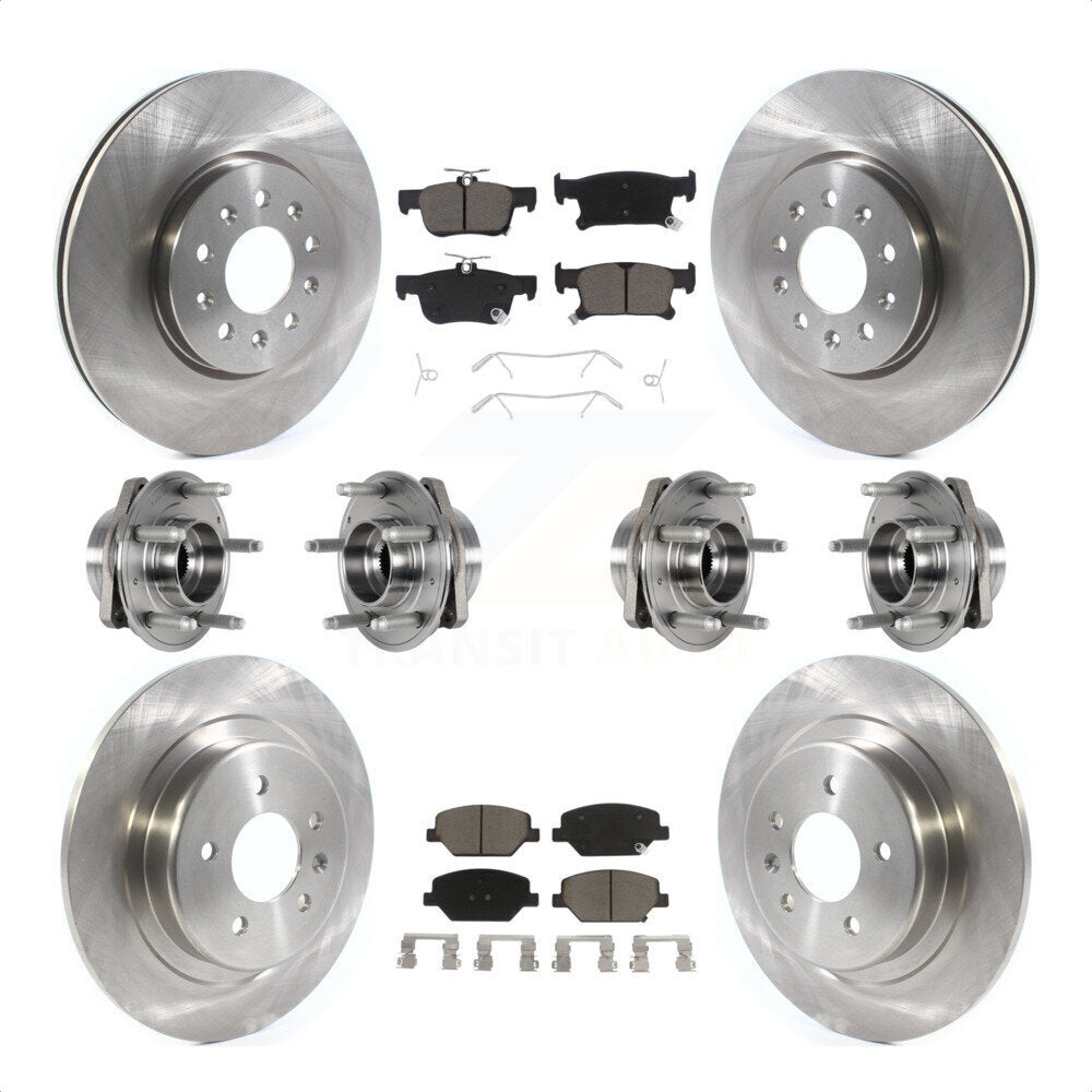Front Rear Hub Bearings Assembly Disc Brake Rotors And Ceramic Pads Kit (10Pc) For Buick Envision With 315mm Diameter Rotor KBB-123993 by Transit Auto