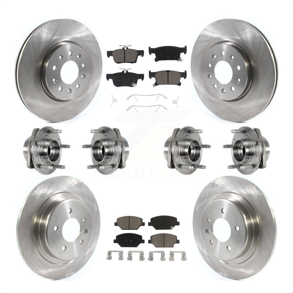 Front Rear Hub Bearings Assembly Disc Brake Rotors And Ceramic Pads Kit (10Pc) For Buick Envision With 315mm Diameter Rotor KBB-123993 by Transit Auto