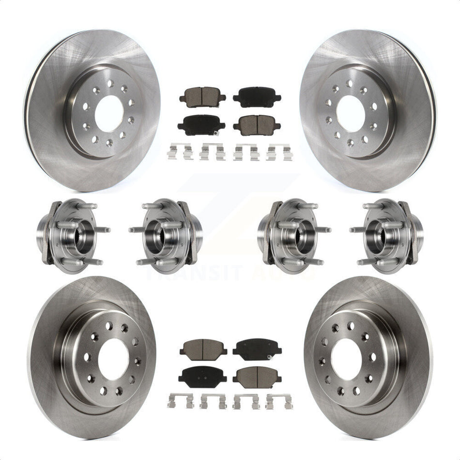 Front Rear Hub Bearings Assembly Disc Brake Rotors And Ceramic Pads Kit (10Pc) For 2017-2018 Buick LaCrosse AWD With 17" Factory Wheels KBB-123994 by Transit Auto
