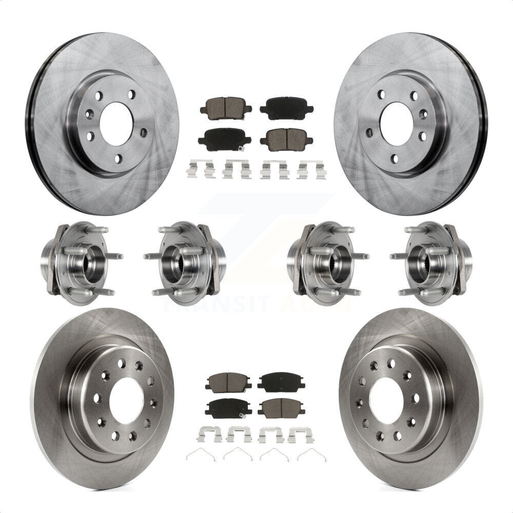 Front Rear Hub Bearings Assembly Disc Brake Rotors And Ceramic Pads Kit (10Pc) For 2017-2018 Buick LaCrosse AWD With 16" Factory Wheels KBB-123995 by Transit Auto
