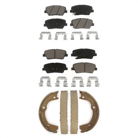 Front Rear Ceramic Brake Pads And Parking Shoes Kit For Kia Sorento Hyundai Santa Fe KCN-100049 by Transit Auto
