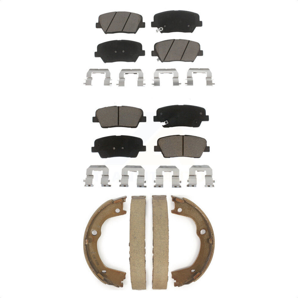 Front Rear Ceramic Brake Pads And Parking Shoes Kit For Kia Sorento Hyundai Santa Fe KCN-100049 by Transit Auto
