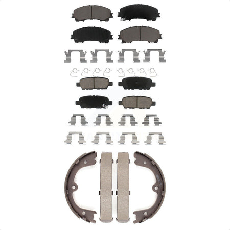 Front Rear Ceramic Brake Pads And Parking Shoes Kit For 2014 INFINITI Q50 Base Premium Hybrid KCN-100071 by Transit Auto