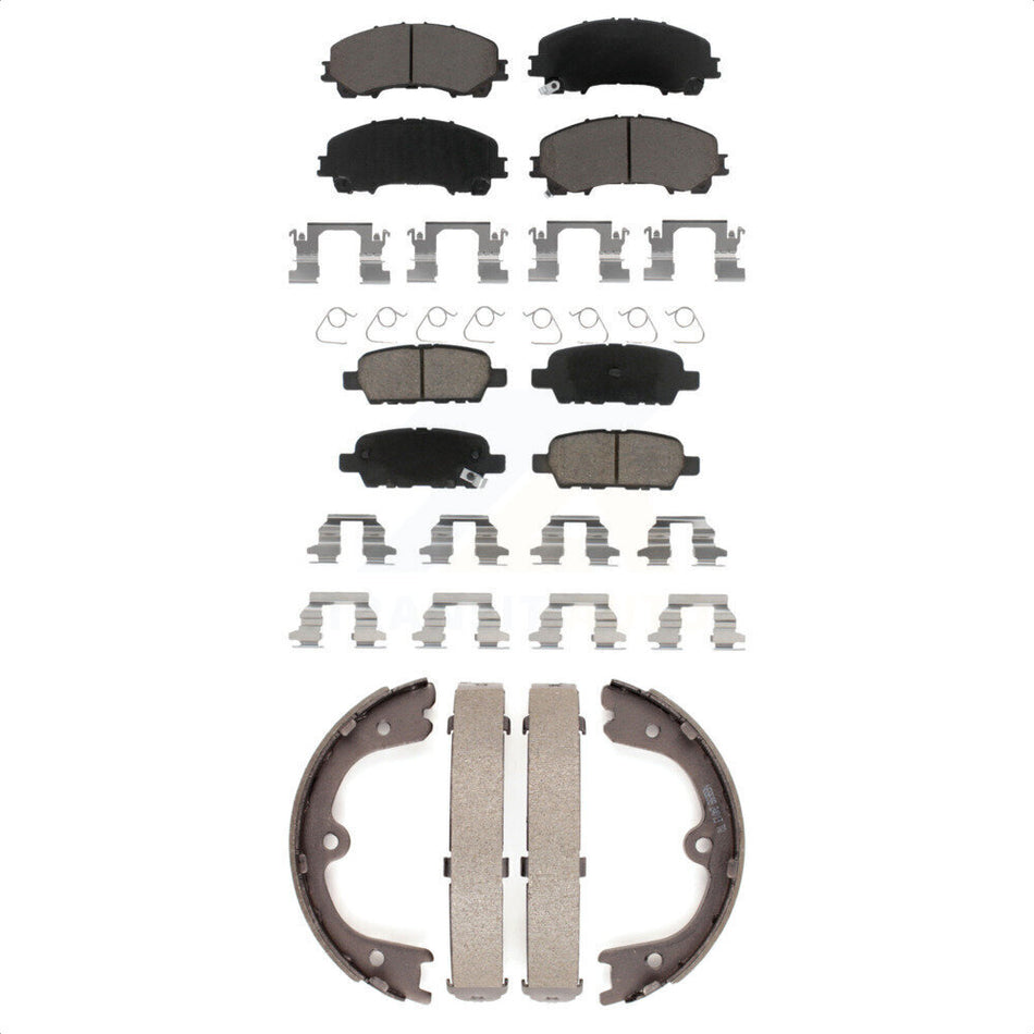 Front Rear Ceramic Brake Pads And Parking Shoes Kit For 2014 INFINITI Q50 Base Premium Hybrid KCN-100071 by Transit Auto