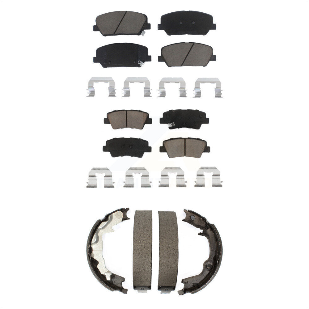 Front Rear Ceramic Brake Pads And Parking Shoes Kit For 2014 Kia Forte Koup SX KCN-100277 by Transit Auto
