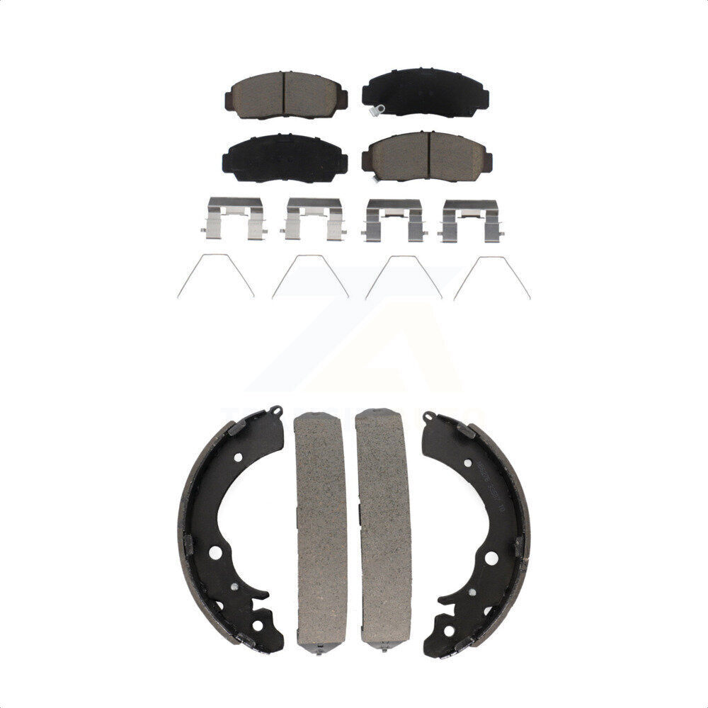 Front Rear Ceramic Brake Pads And Drum Shoes Kit For Honda Civic KCN-100755 by Transit Auto