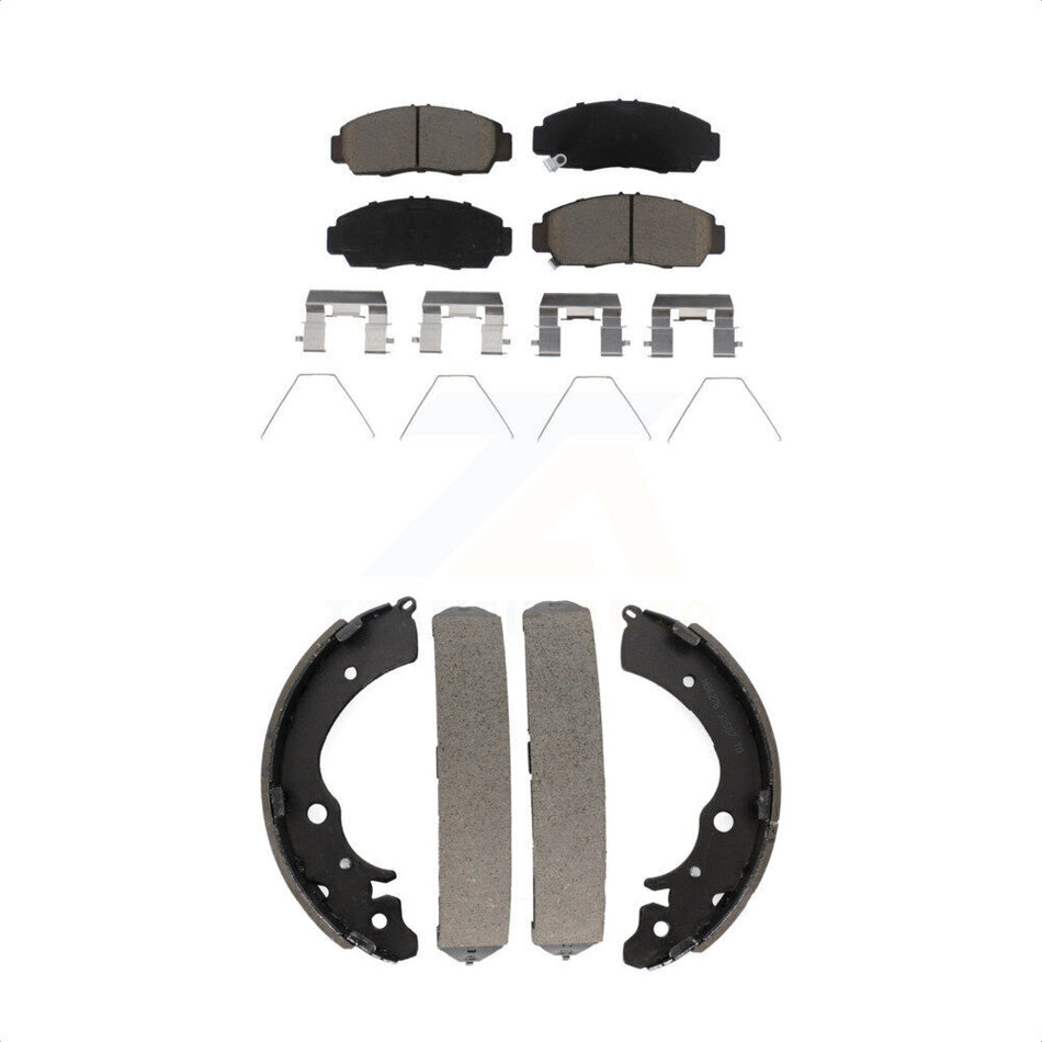 Front Rear Ceramic Brake Pads And Drum Shoes Kit For Honda Civic KCN-100755 by Transit Auto