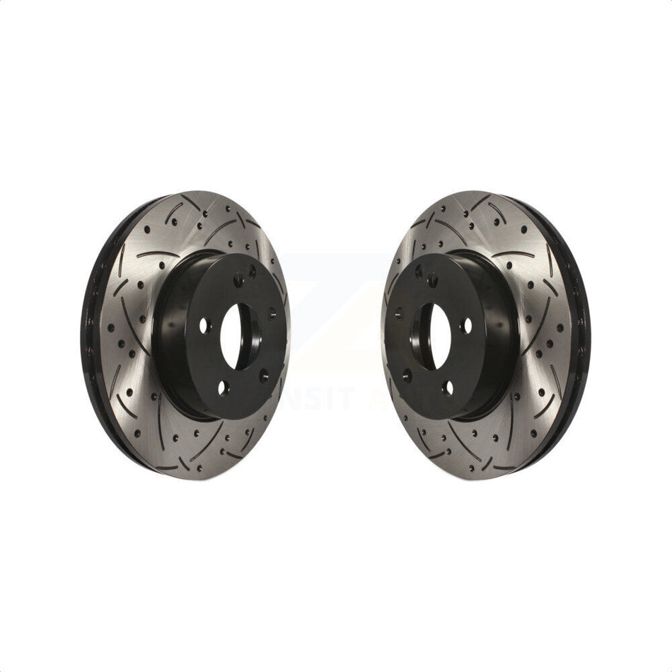 Front Coated Drilled Slotted Disc Brake Rotors Pair For Mercedes-Benz C300 C250 C230 KD-100075 by DS-One