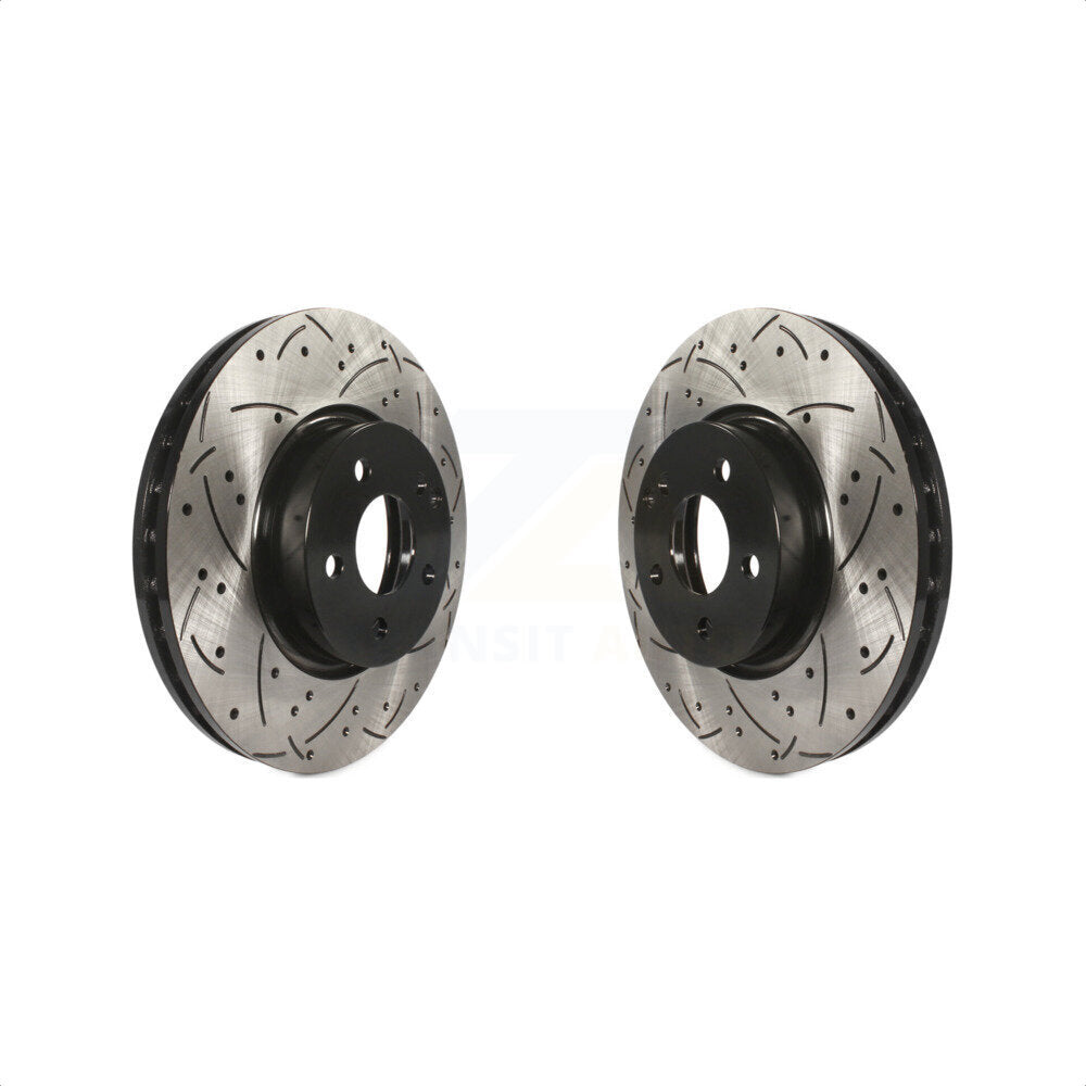 Front Coated Drilled Slotted Disc Brake Rotors Pair For Mercedes-Benz E350 C300 C350 E400 SLC300 E250 KD-100076 by DS-One