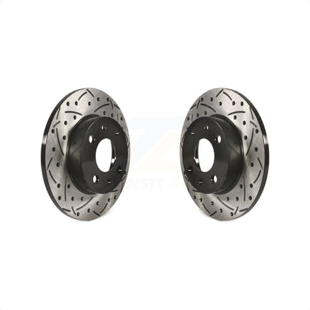 Rear Coated Drilled Slotted Disc Brake Rotors Pair For Fiat 500 KD-100182 by DS-One