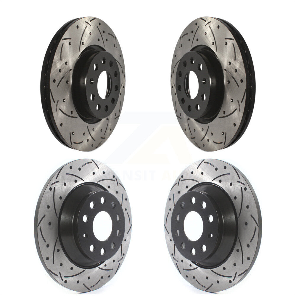 Front Rear Coated Drilled Slotted Disc Brake Rotors Kit For Audi Q3 Quattro TT KD-100282 by DS-One