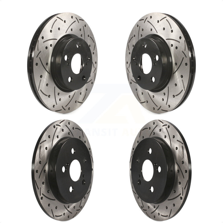 Front Rear Coated Drilled Slotted Disc Brake Rotors Kit For Toyota Corolla Matrix Pontiac Vibe KD-100306 by DS-One