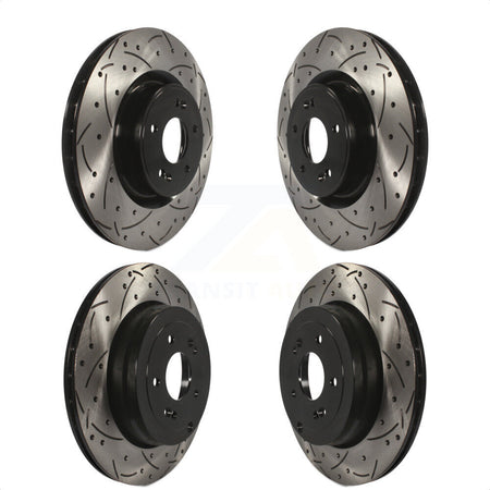 Front Rear Coated Drilled Slotted Disc Brake Rotors Kit For Hyundai Genesis Coupe KD-100321 by DS-One