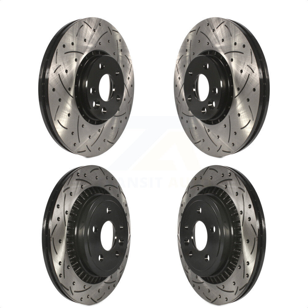 Front Rear Coated Drilled Slotted Disc Brake Rotors Kit For Volvo XC60 KD-100323 by DS-One