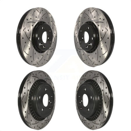 Front Rear Coated Drilled Slotted Disc Brake Rotors Kit For Volvo XC60 KD-100323 by DS-One