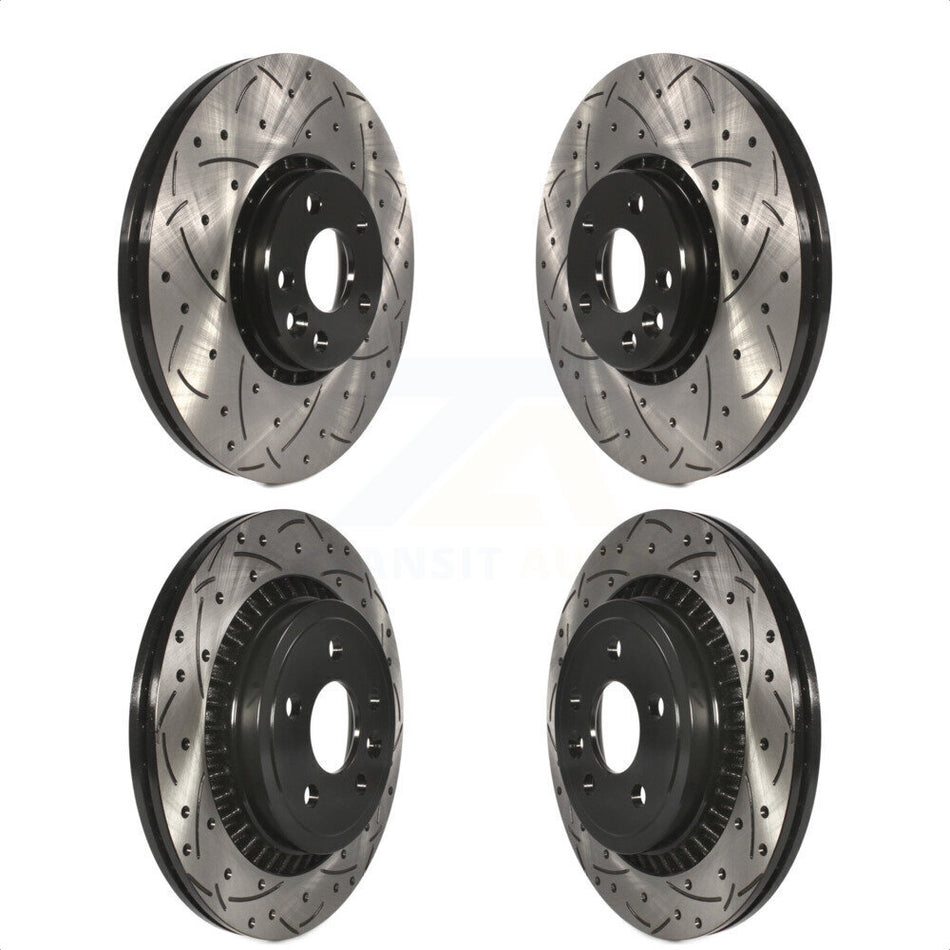 Front Rear Coated Drilled Slotted Disc Brake Rotors Kit For Volvo XC60 KD-100323 by DS-One